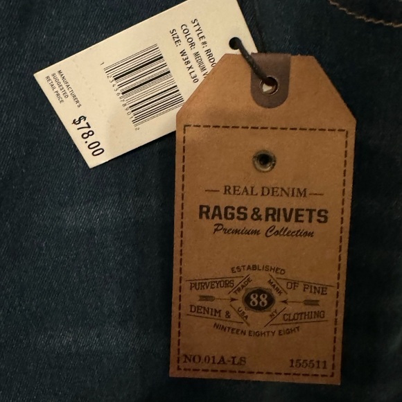 NWT Men Y2K era premium vintage-inspired jeans: Rags & Rivets collection. - Picture 3 of 14